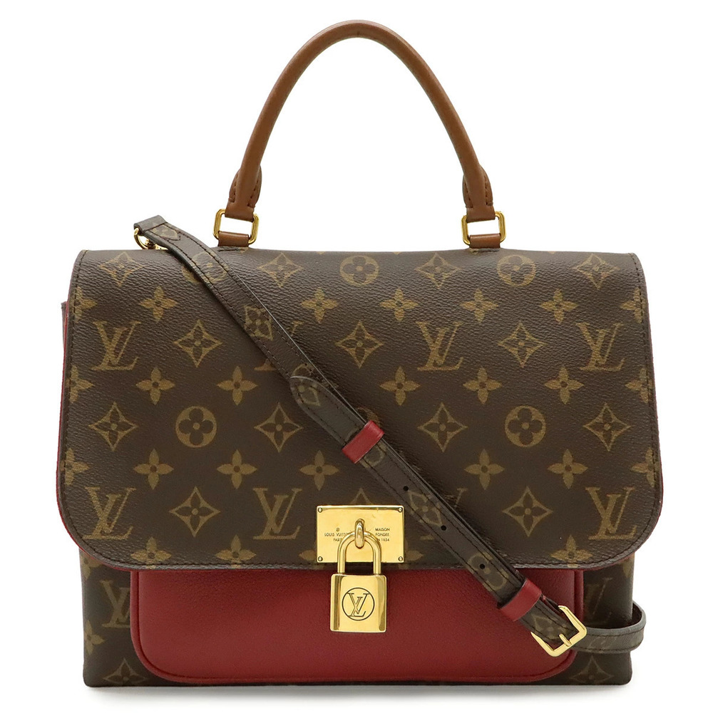 LOUIS VUITTON Monogram Marignan Handbag Crossbody Bag Leather Fuschia Pink